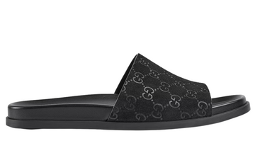 Gucci Men's slide sandal "Black GG suede"