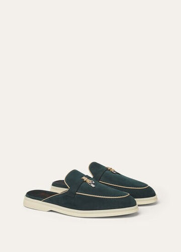 Loro Piana Charms Walk Babouche Loafer Emerald Noire