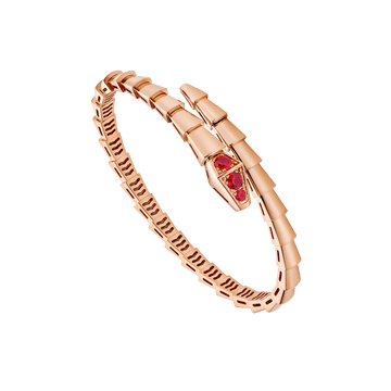 Bob snake Leigh rose gold bracelet set with rubies on the head