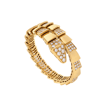 Bob snake Huppert yellow gold bracelet set with diamonds