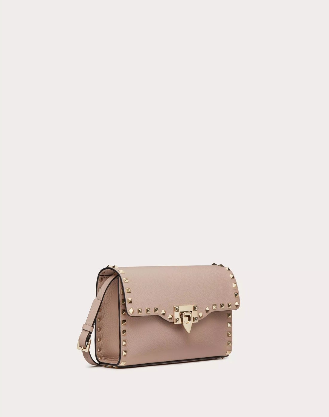 SMALL ROCKSTUD GRAINY CALFSKIN CROSSBODY BAG POUDRE