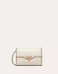 SMALL ROCKSTUD GRAINY CALFSKIN CROSSBODY BAG LIGHT IVORY