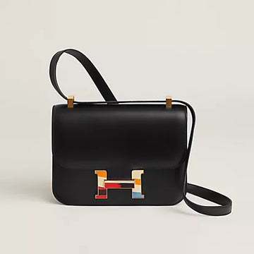 CONSTANCE | 24 MARQUETERIE DE PAILLE BAG NOIR