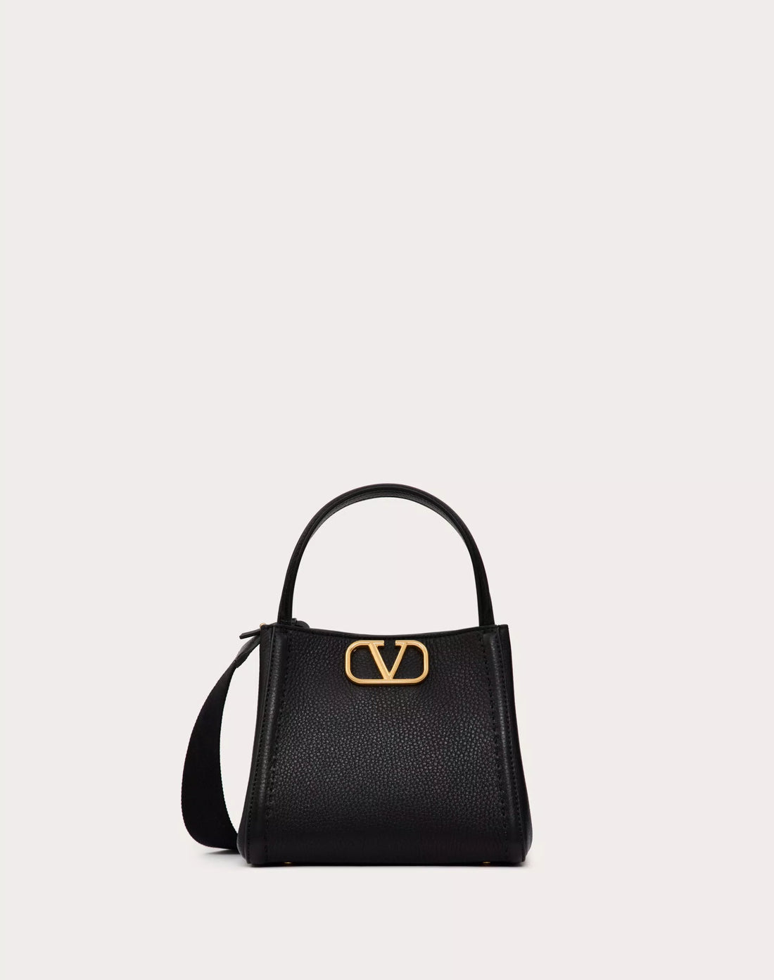 VALENTINO GARAVANI ALLTIME SMALL HANDBAG IN GRAINY CALFSKIN BLACK