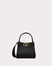 VALENTINO GARAVANI ALLTIME SMALL HANDBAG IN GRAINY CALFSKIN BLACK