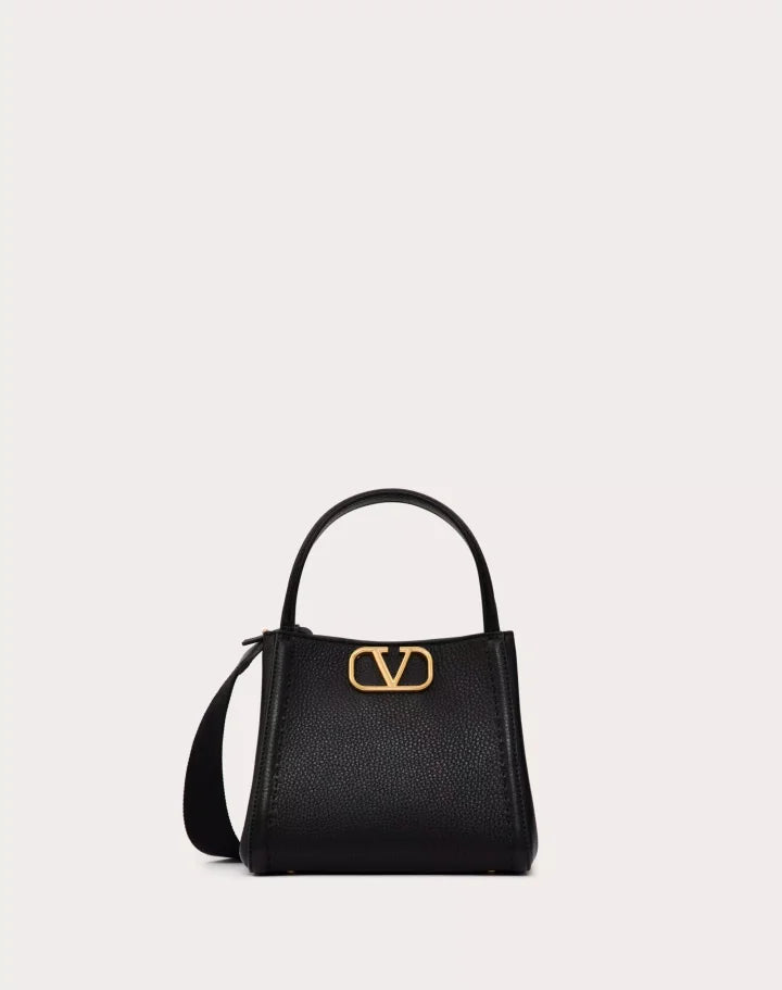 VALENTINO GARAVANI ALLTIME SMALL HANDBAG IN GRAINY CALFSKIN IVORY