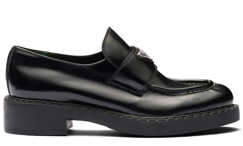 Prada Chocolate brushed leather loafers
