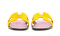 HERMES Suede Goatskin Oran Sandals Jaune Topaze