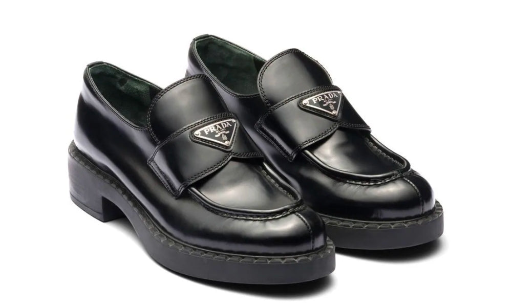 Prada Chocolate brushed leather loafers