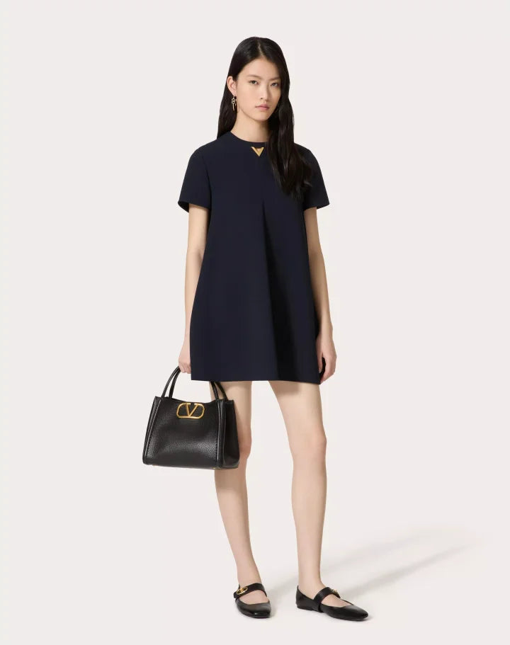 VALENTINO GARAVANI ALLTIME MEDIUM HANDBAG IN GRAINY CALFSKIN BLACK