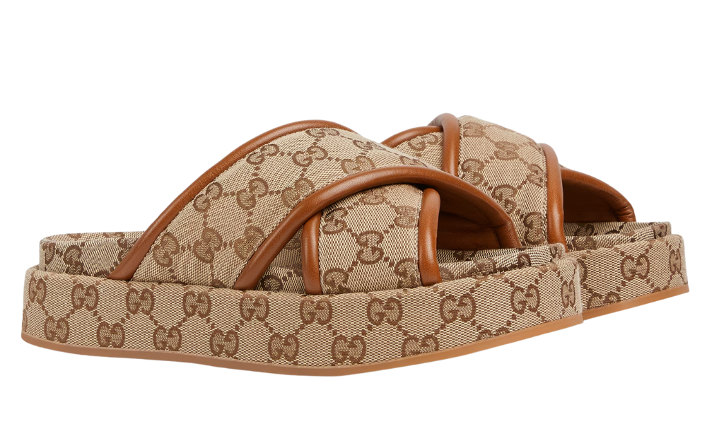 Gucci Women's GG Platform Sandal "Beige And Dark Brown"