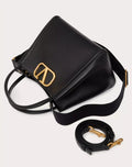 VALENTINO GARAVANI ALLTIME MEDIUM HANDBAG IN GRAINY CALFSKIN BLACK