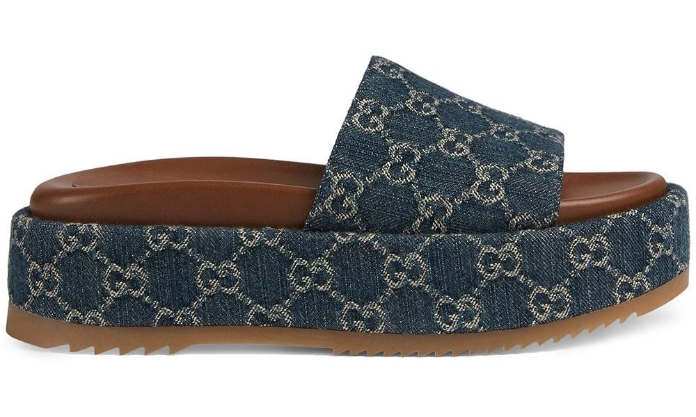Gucci Angelina 55mm platform sandals "Blue/Brown"