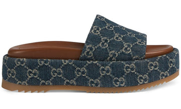 Gucci Angelina 55mm platform sandals "Blue/Brown"