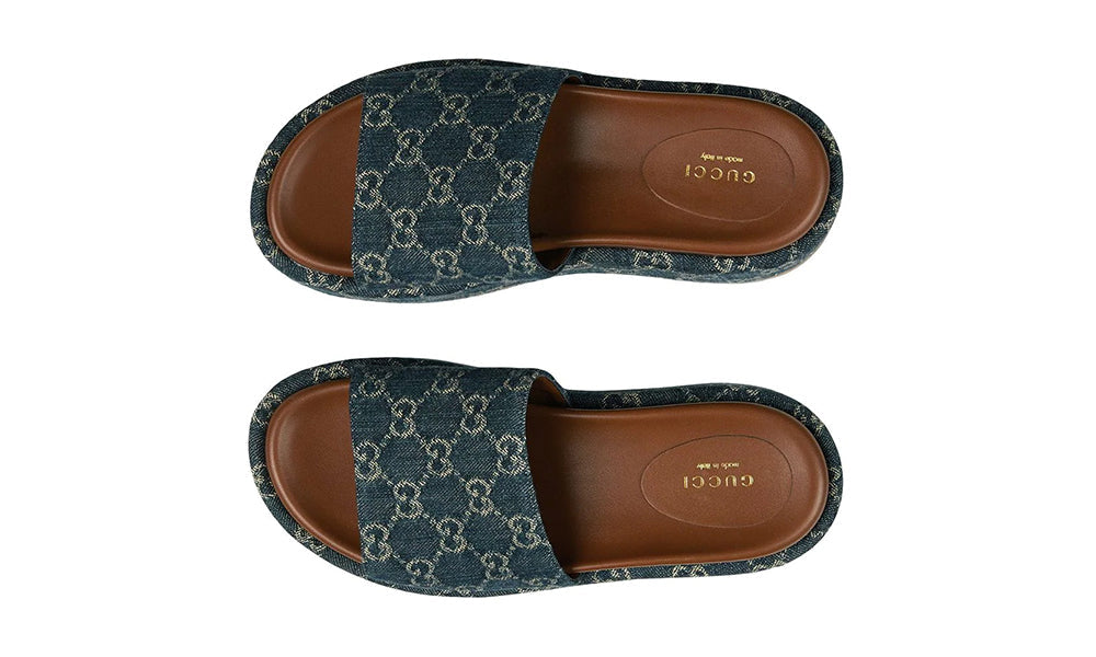 Gucci Angelina 55mm platform sandals "Blue/Brown"