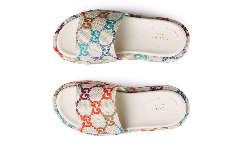 Gucci GG jacquard platform slides