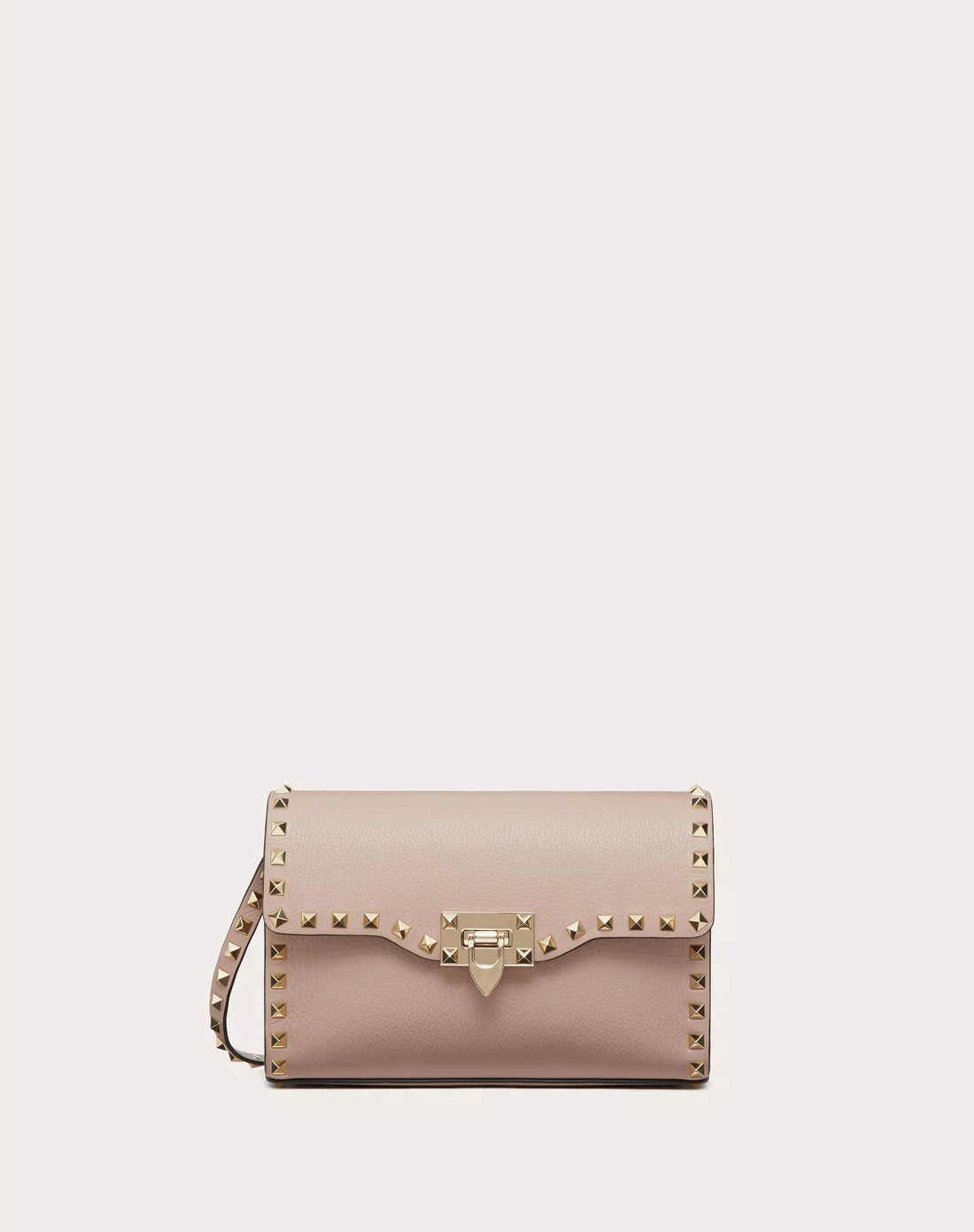 SMALL ROCKSTUD GRAINY CALFSKIN CROSSBODY BAG POUDRE