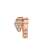 Bob snake Knightley rose gold ring set with pavé diamonds on the head