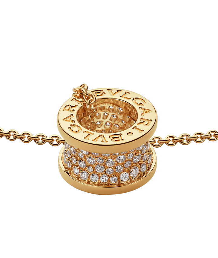 Bob Rollers Adolph yellow gold pendant necklace with chain and pavé diamonds set on the spiral