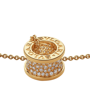Bob Rollers Adolph yellow gold pendant necklace with chain and pavé diamonds set on the spiral