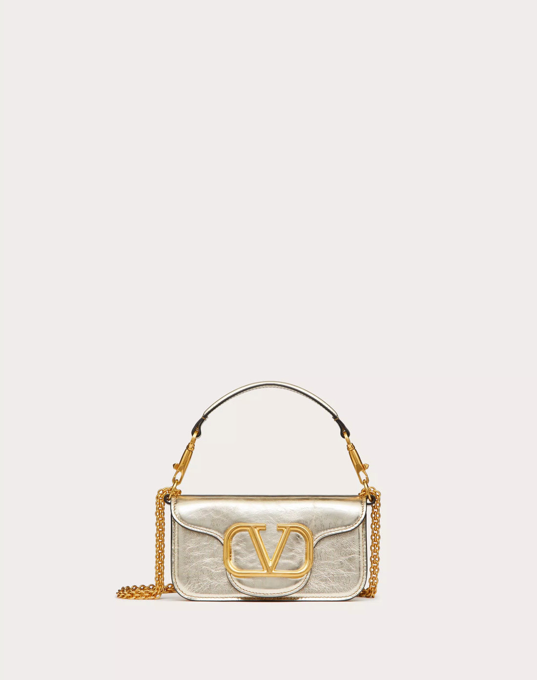 SMALL VALENTINO GARAVANI LOCÒ METALLIC CALFSKIN SHOULDER BAG