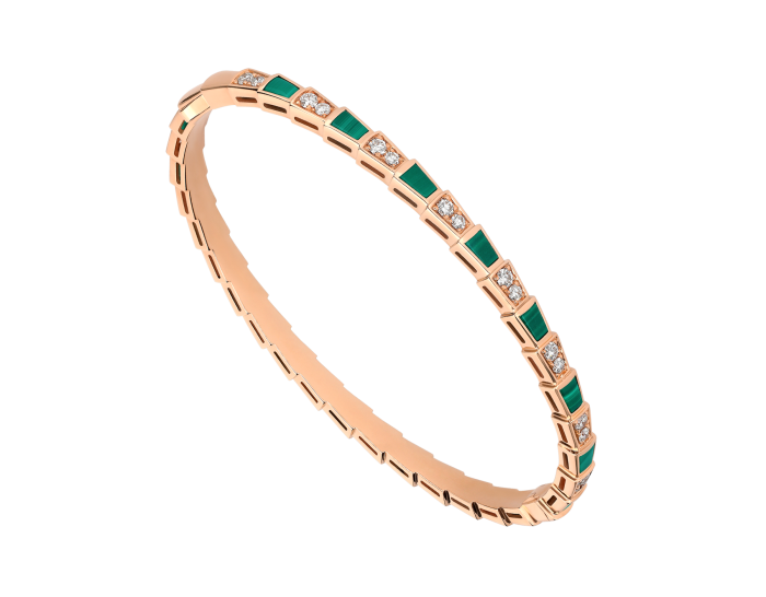 Bob snake Phoebe rose gold bangle bracelet with Diamonds
