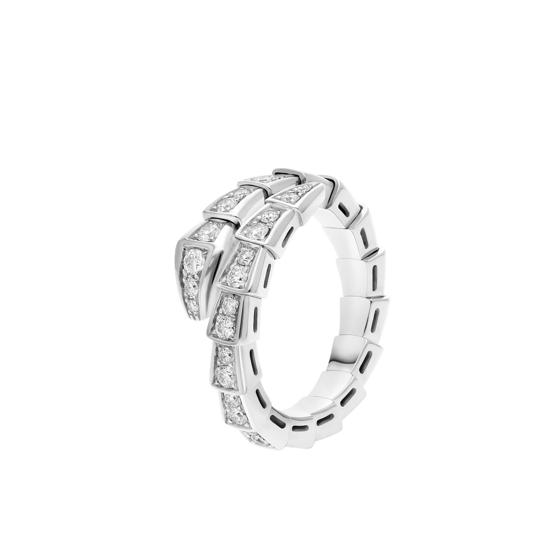 Bob snake Eva white gold ring set with full pavé diamonds