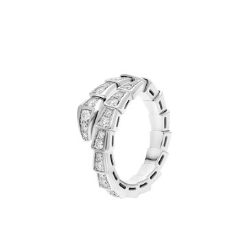 Bob snake Eva white gold ring set with full pavé diamonds
