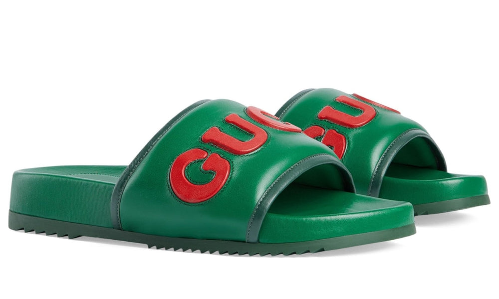 Gucci  Leather Logo Slides