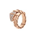 Bob snake Knightley rose gold ring set with pavé diamonds on the head