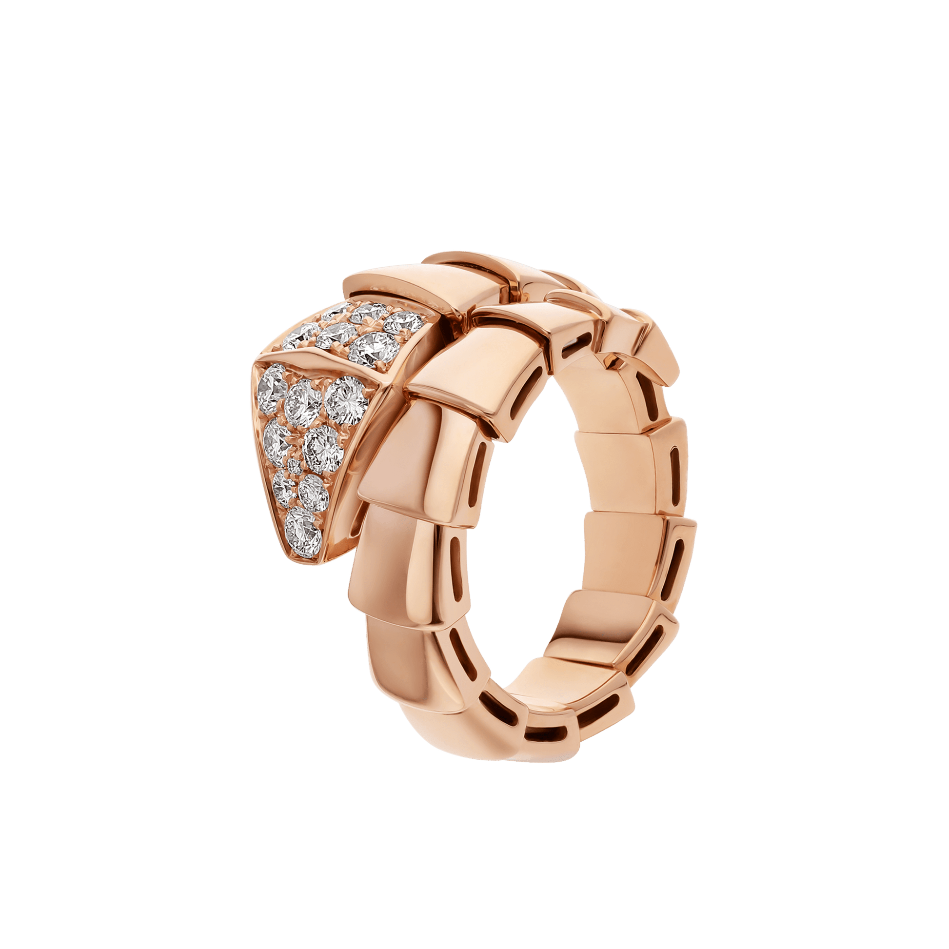 Bob snake Knightley rose gold ring set with pavé diamonds on the head