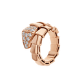 Bob snake Knightley rose gold ring set with pavé diamonds on the head