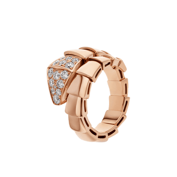 Bob snake Knightley rose gold ring set with pavé diamonds on the head
