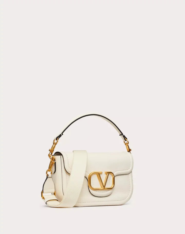 VALENTINO GARAVANI ALLTIME GRAINY CALFSKIN SHOULDER BAG IVORY