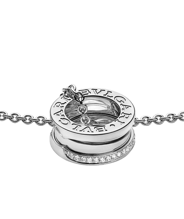 Bob Rollers Adolph necklace with white gold pendant set with demi-pavé diamonds on the edges and white gold chain