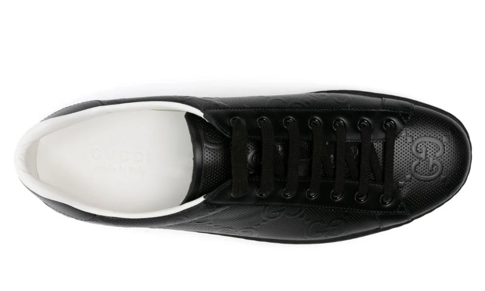 Gucci Ace monogram-embossed sneakers 'Black'