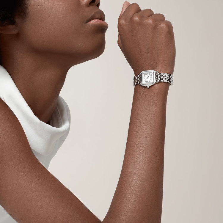 PANTHÈRE DE CARTIER WATCH, SMALL MODEL Small model, quartz movement, steel