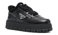 Prada Shearling-trim Flatform Sneakers 