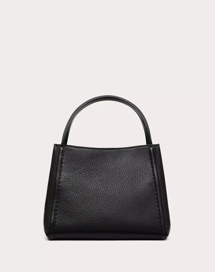 VALENTINO GARAVANI ALLTIME MEDIUM HANDBAG IN GRAINY CALFSKIN BLACK