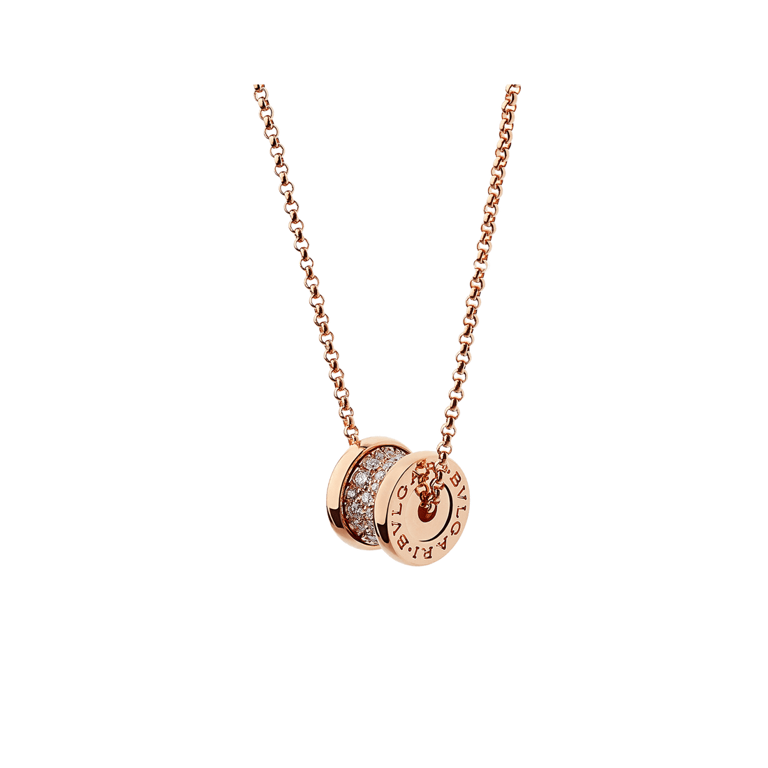 Bob Rollers Adolph rose gold circle pendant necklace with pavé diamonds and chain