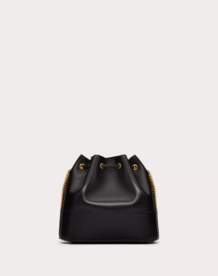 MINI BUCKET BAG IN NAPPA WITH VLOGO SIGNATURE CHAIN BLACK