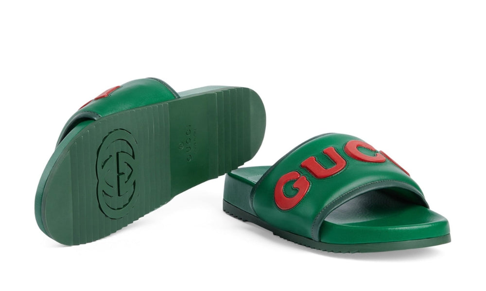 Gucci  Leather Logo Slides