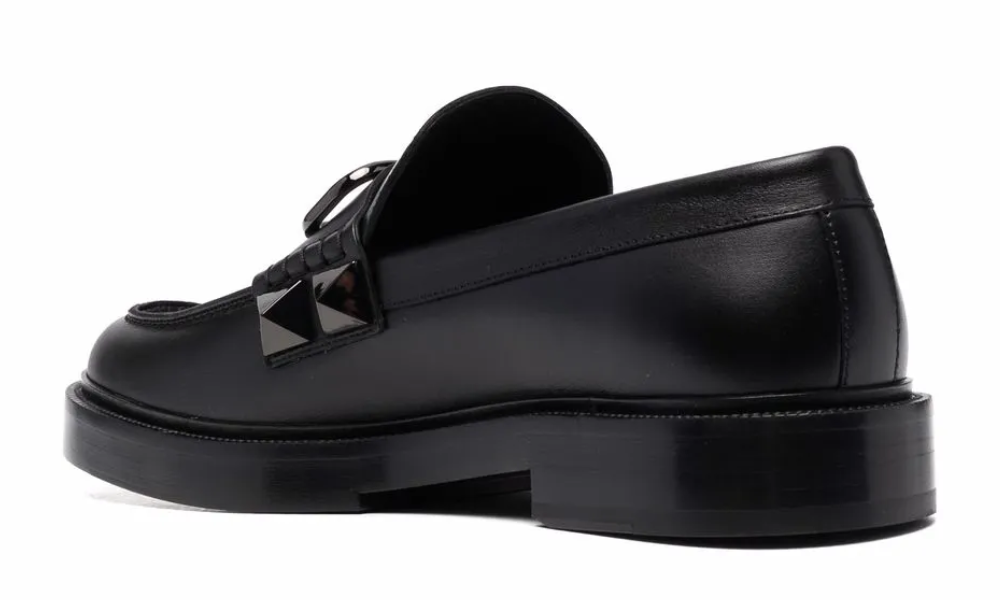 Valentino Garavani Stud Sign Leather Loafers "Black"