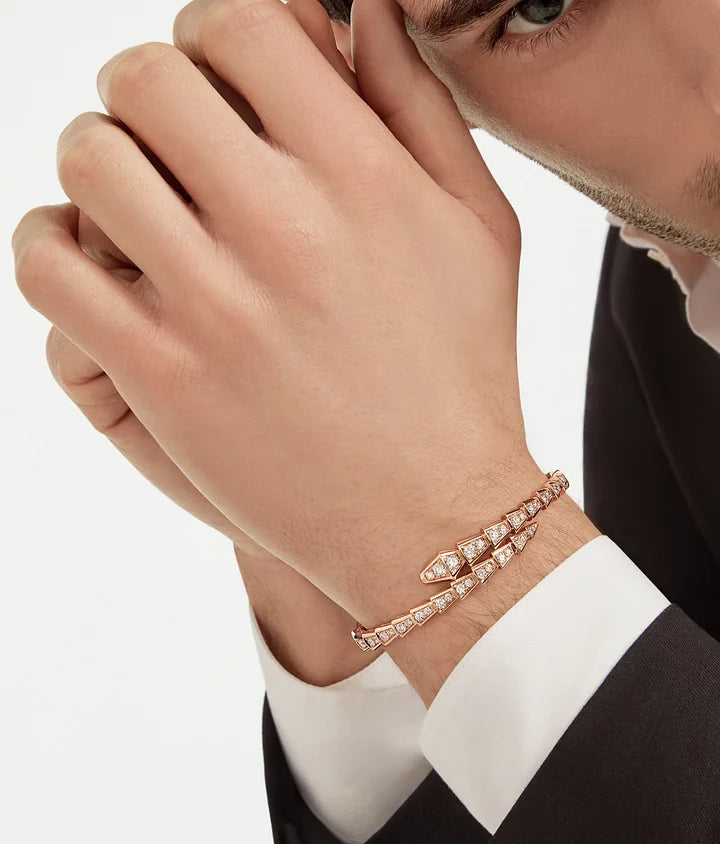 Bob snake rose gold bracelet set with full diamonds
