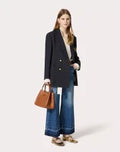 VALENTINO GARAVANI ALLTIME MEDIUM HANDBAG IN GRAINY CALFSKIN ALMOND