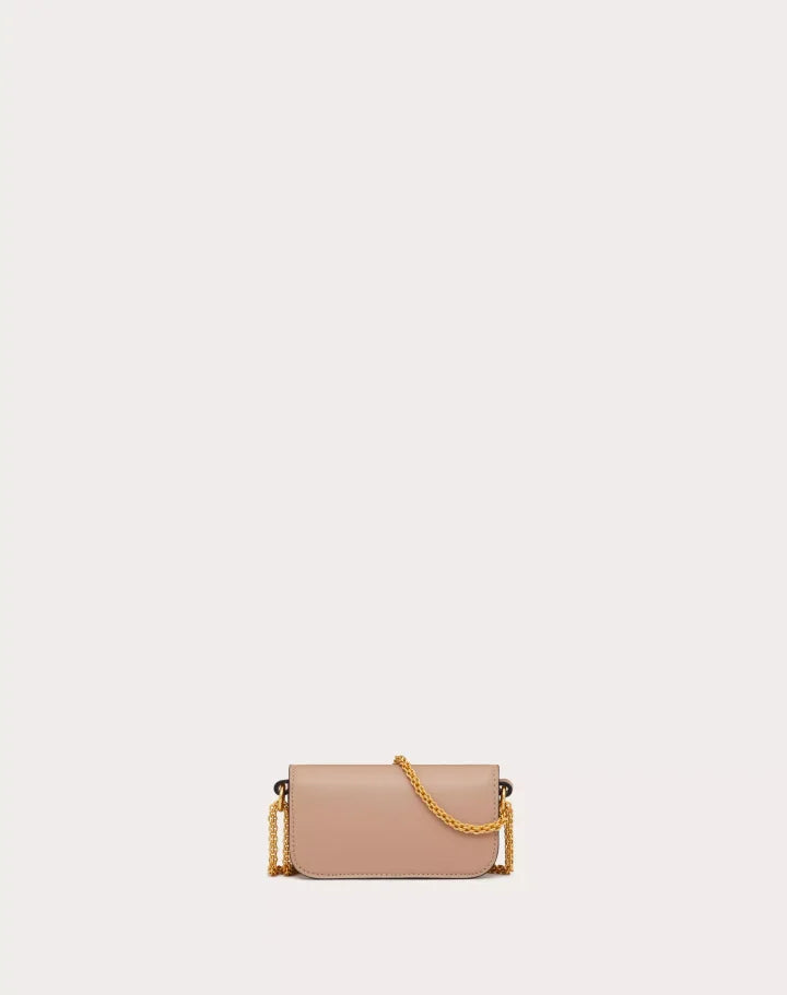 VALENTINO GARAVANI LOCÒ MICRO BAG IN CALFSKIN LEATHER WITH CHAIN ROSE CANNELLE