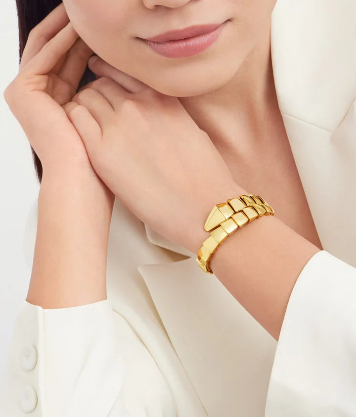 Bob snake fad yellow gold single-spiral bracelet