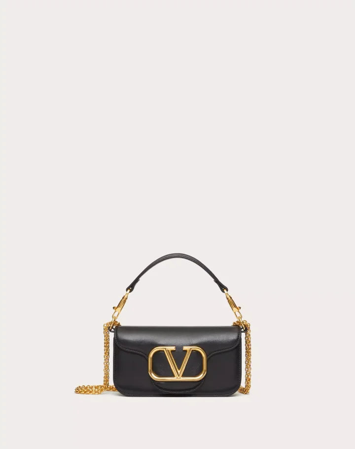 VALENTINO GARAVANI LOCÒ SMALL SHOULDER BAG IN CALFSKIN GREEN