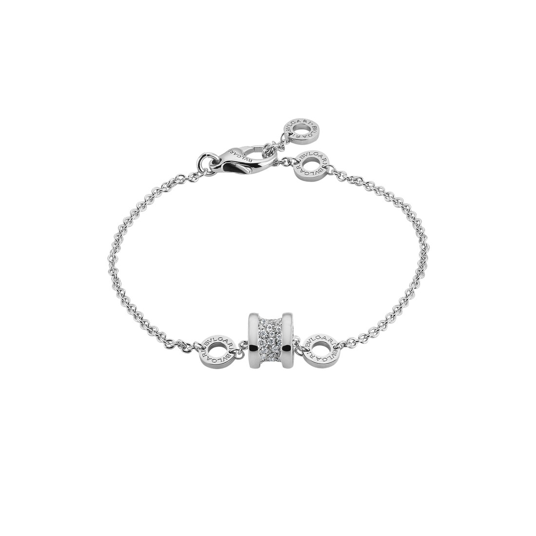 Bob Rollers Cara soft bracelet in white gold with pavé diamonds.