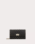 ROCKSTUD SPIKE NAPPA LEATHER CROSSBODY CLUTCH BAG BLACK